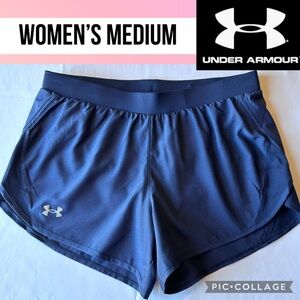 Under Armour Womens Shorts Fly By 2.0 Navy Blue Lined Loose Fit Heatgear Size M